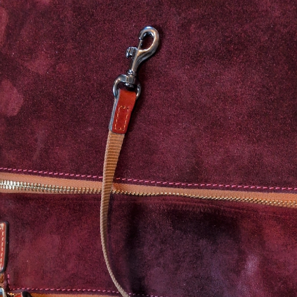 Dooney & Bourke Maroon Suede Crossbody with Leather Trim - Picture 10 of 10